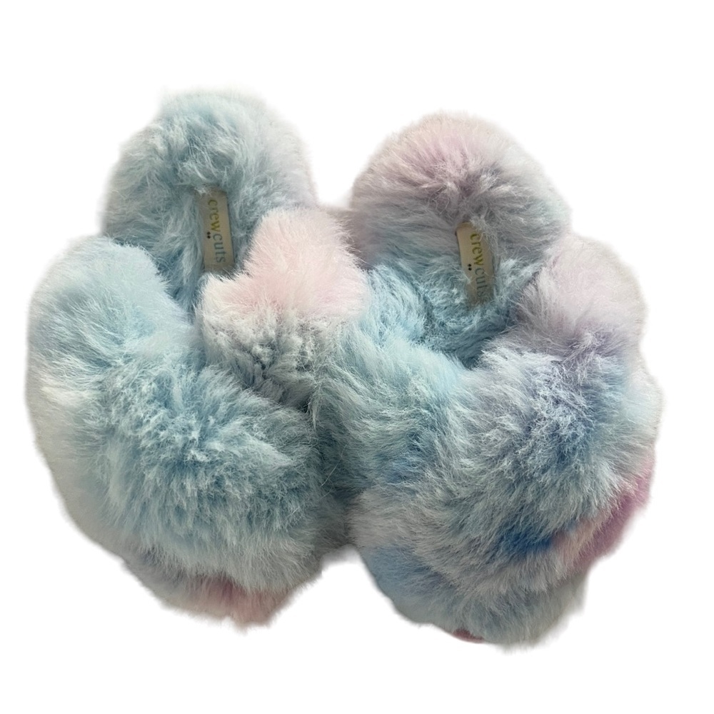 J. Crew Kids Fuzzy Slippers - Pastel Blue and Pink - Picture 3 of 4